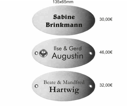 Schild Türschild aus Edelstahl 135 x 65 mm