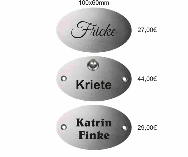 Schild Türschild aus Edelstahl 100 x 60 mm