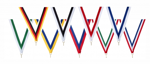 10 Bowling-Medaillen mit blauen Emblemen und Deutschland-Bändern 